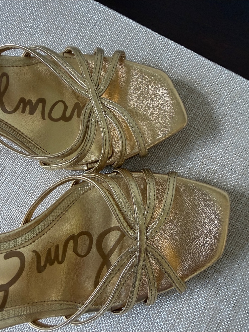 Sam Edelman Metallic Gold Strappy High Heel Sandals - Picture 8 of 11